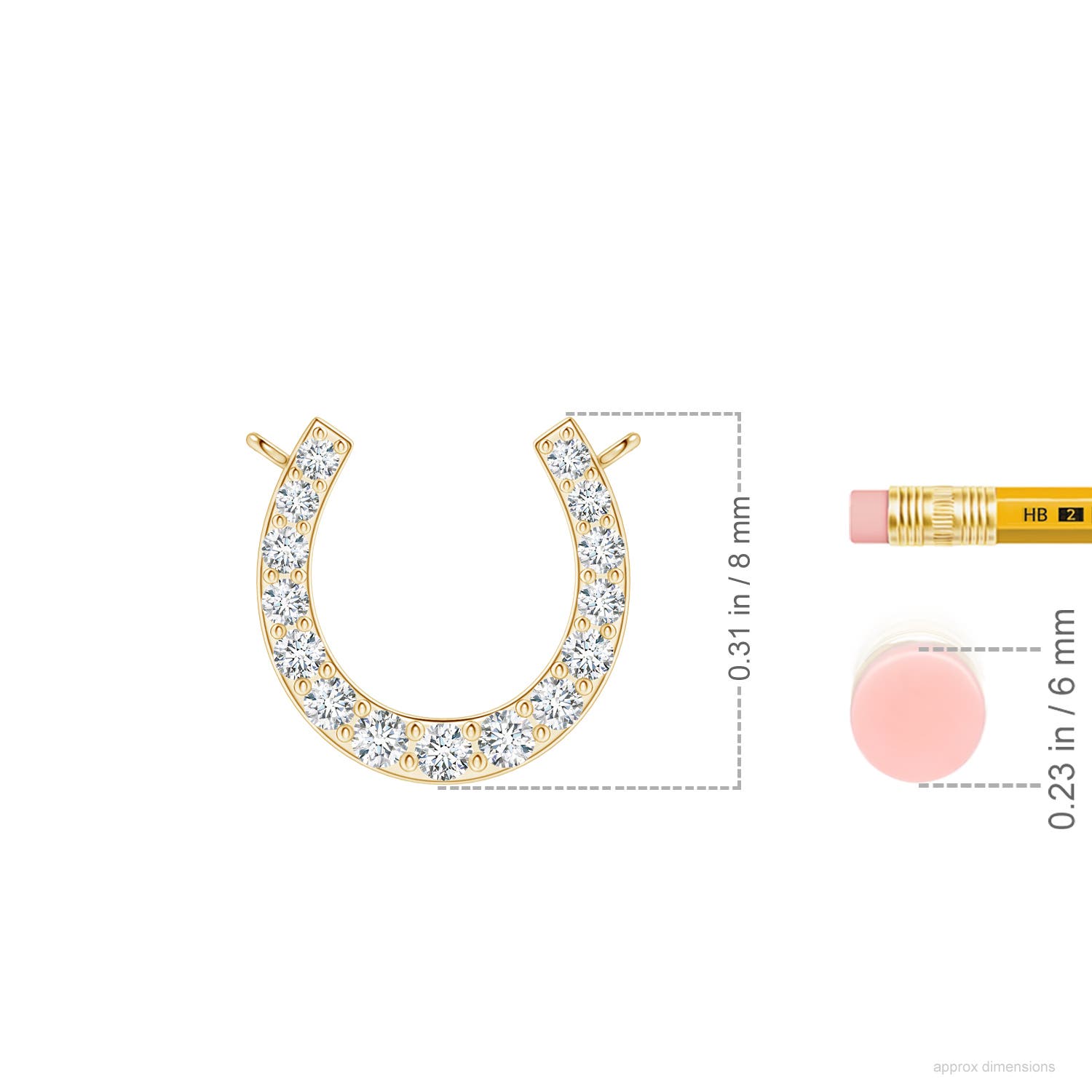 1.2mm GVS2 Classic Diamond Horseshoe Necklace in Yellow Gold - ruler