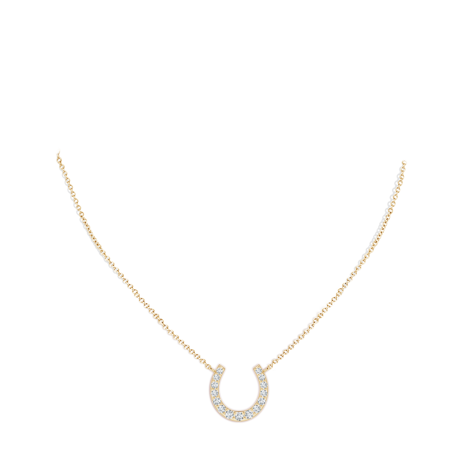 1.2mm GVS2 Classic Diamond Horseshoe Necklace in Yellow Gold - body_neck