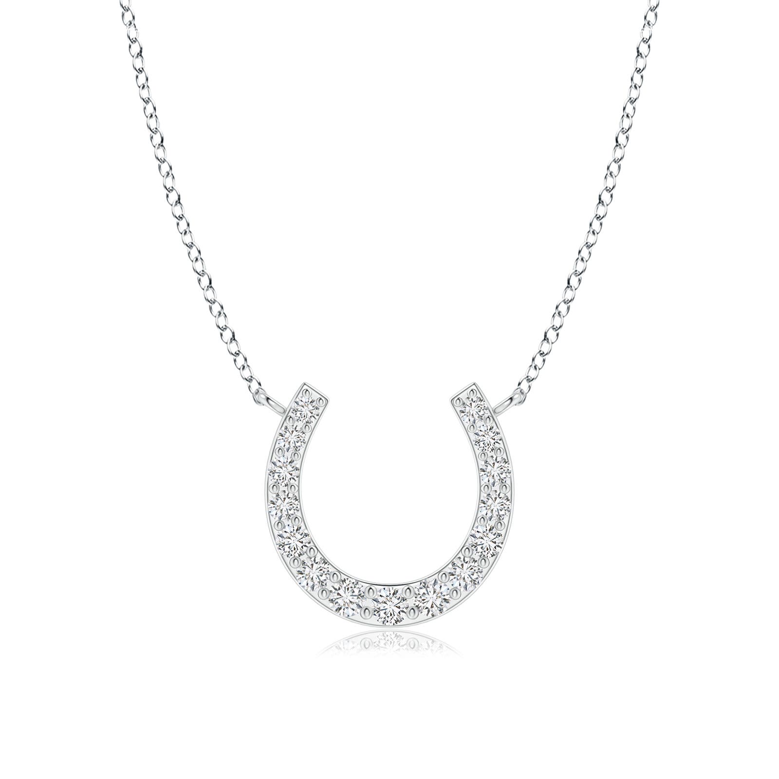 1.2mm HSI2 Classic Diamond Horseshoe Necklace in 18K White Gold