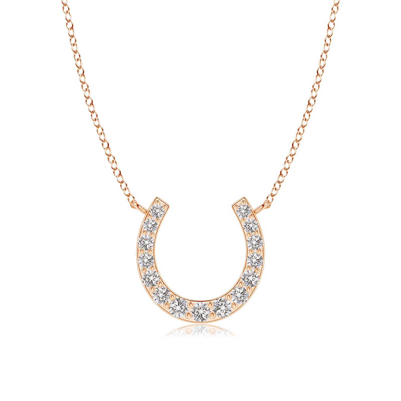 1.2mm IJI1I2 Classic Diamond Horseshoe Necklace in 18K Rose Gold