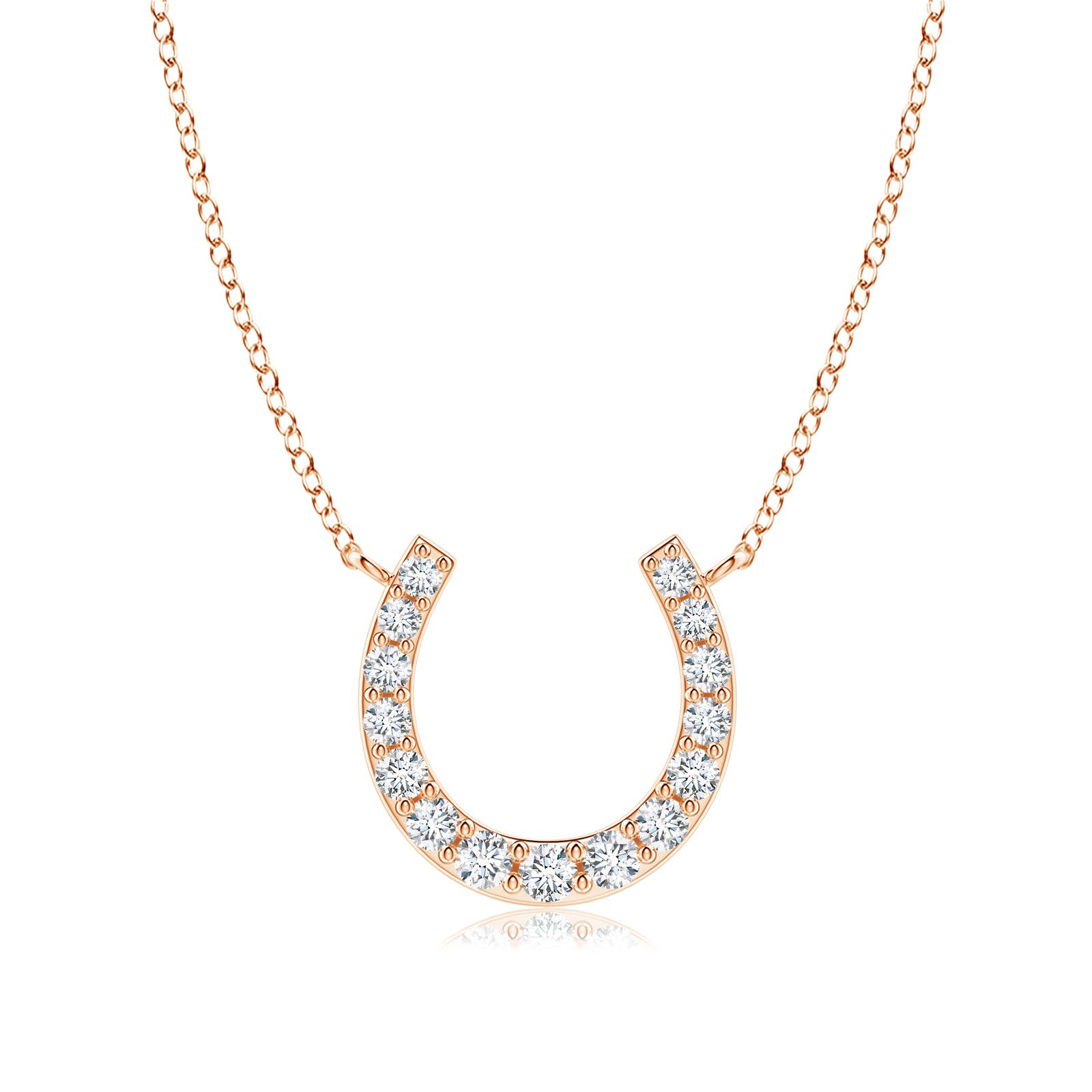 2.5mm GVS2 Classic Diamond Horseshoe Necklace in Rose Gold