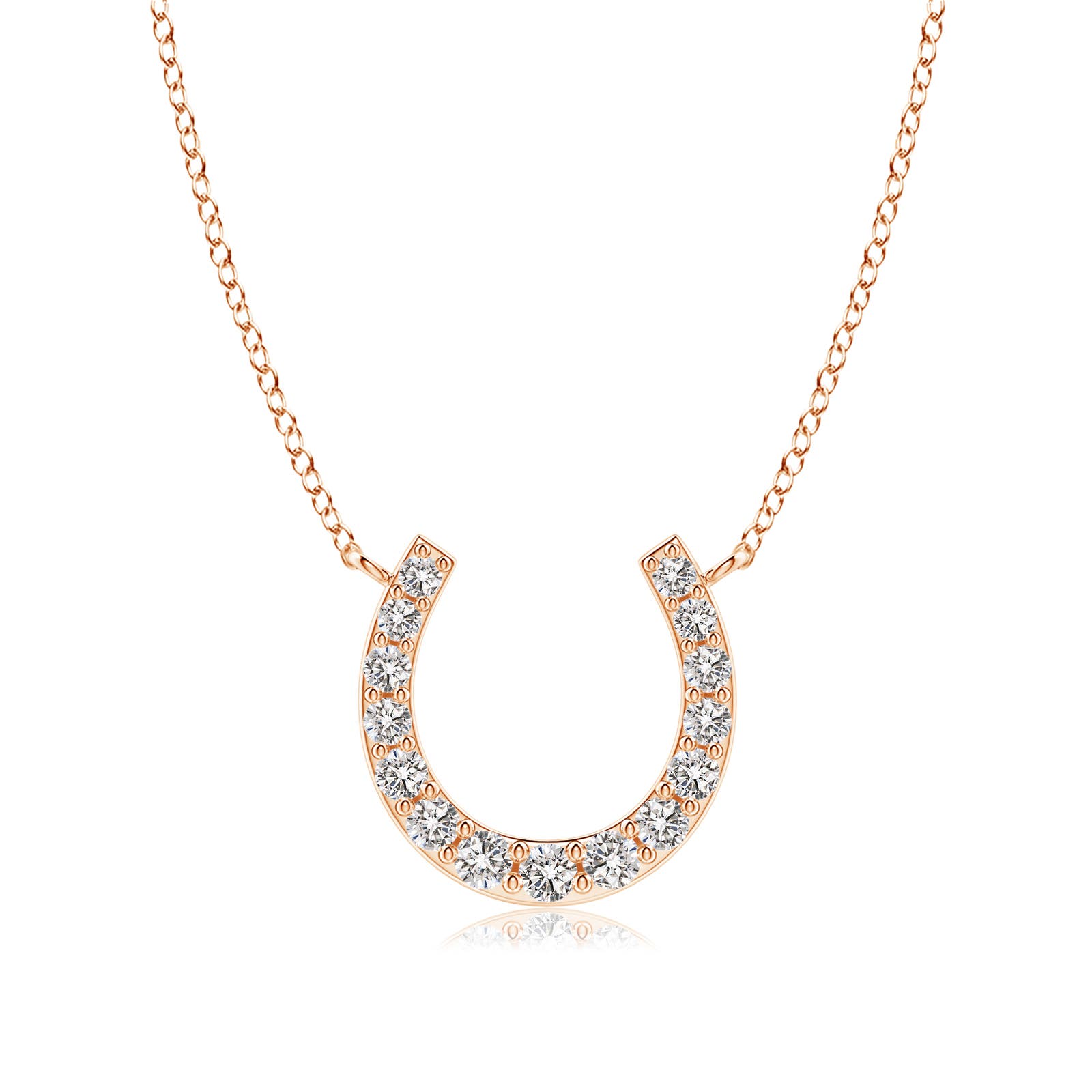 2.5mm IJI1I2 Classic Diamond Horseshoe Necklace in 18K Rose Gold