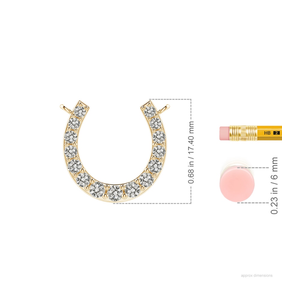2.5mm KI3 Classic Diamond Horseshoe Necklace in Yellow Gold ruler