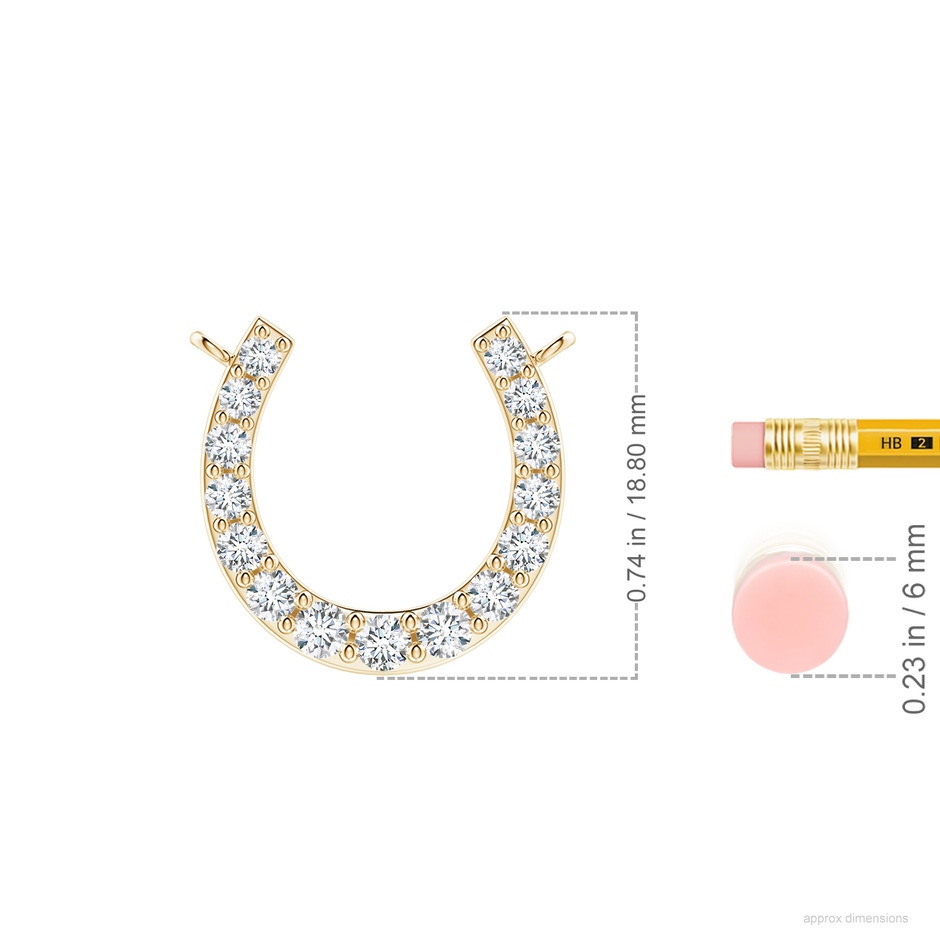 2.7mm GVS2 Classic Diamond Horseshoe Necklace in Yellow Gold ruler