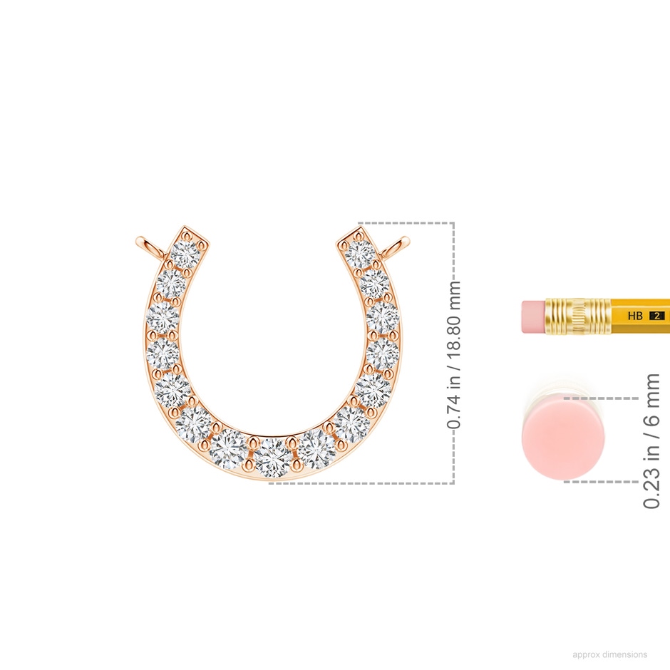 2.7mm HSI2 Classic Diamond Horseshoe Necklace in Rose Gold ruler