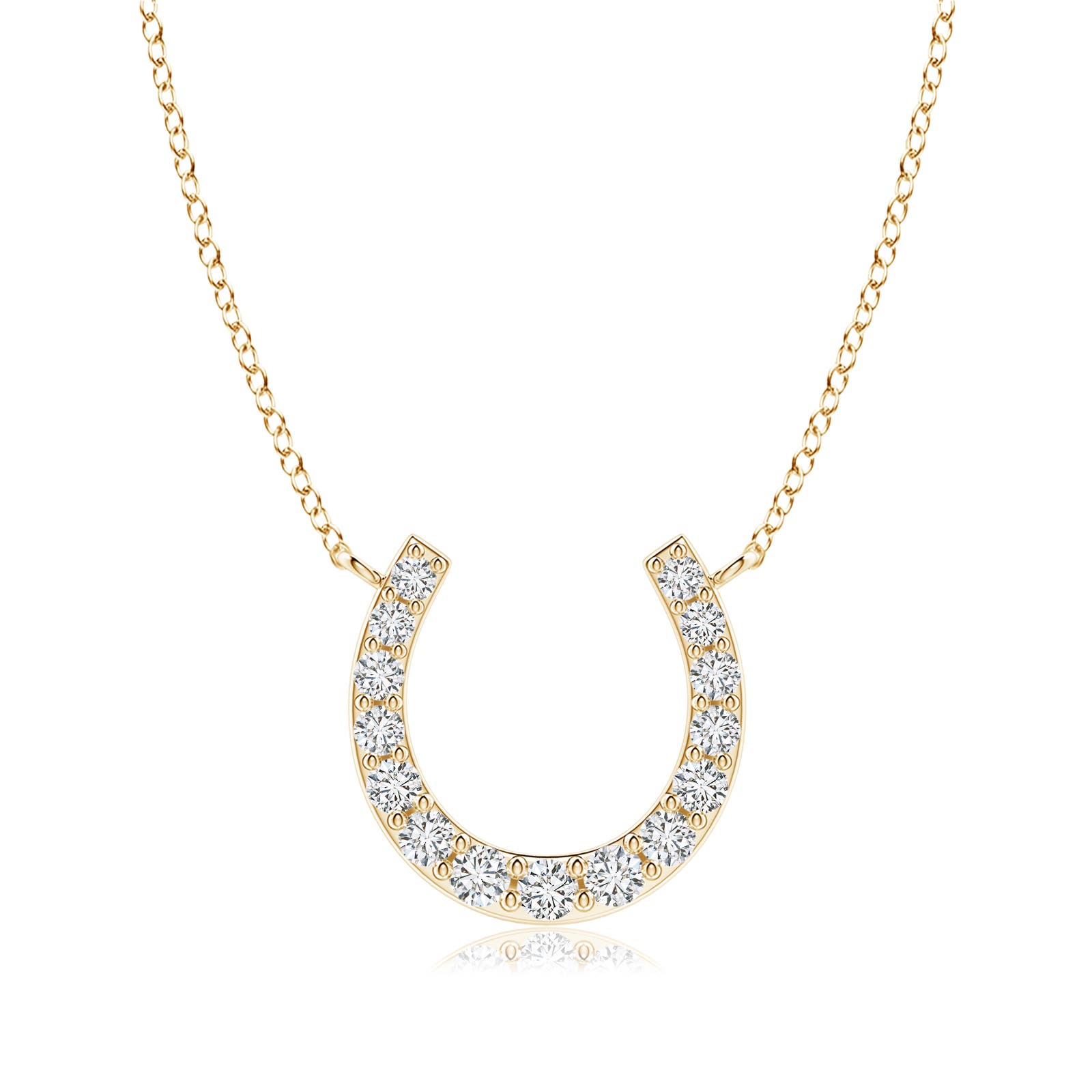 2.7mm HSI2 Classic Diamond Horseshoe Necklace in Yellow Gold