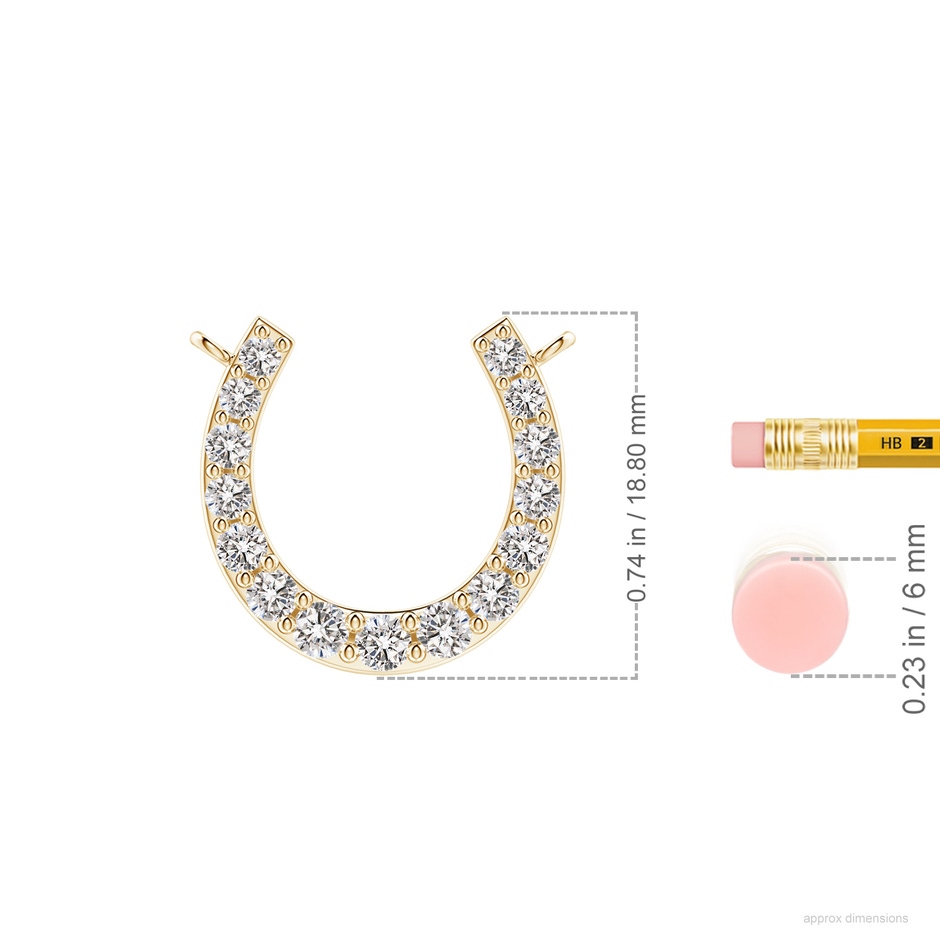 2.7mm IJI1I2 Classic Diamond Horseshoe Necklace in Yellow Gold ruler