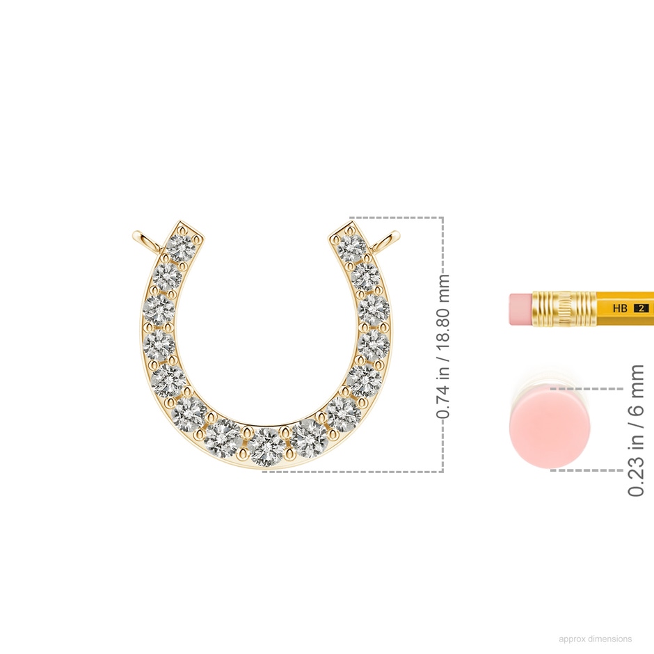 2.7mm KI3 Classic Diamond Horseshoe Necklace in Yellow Gold ruler