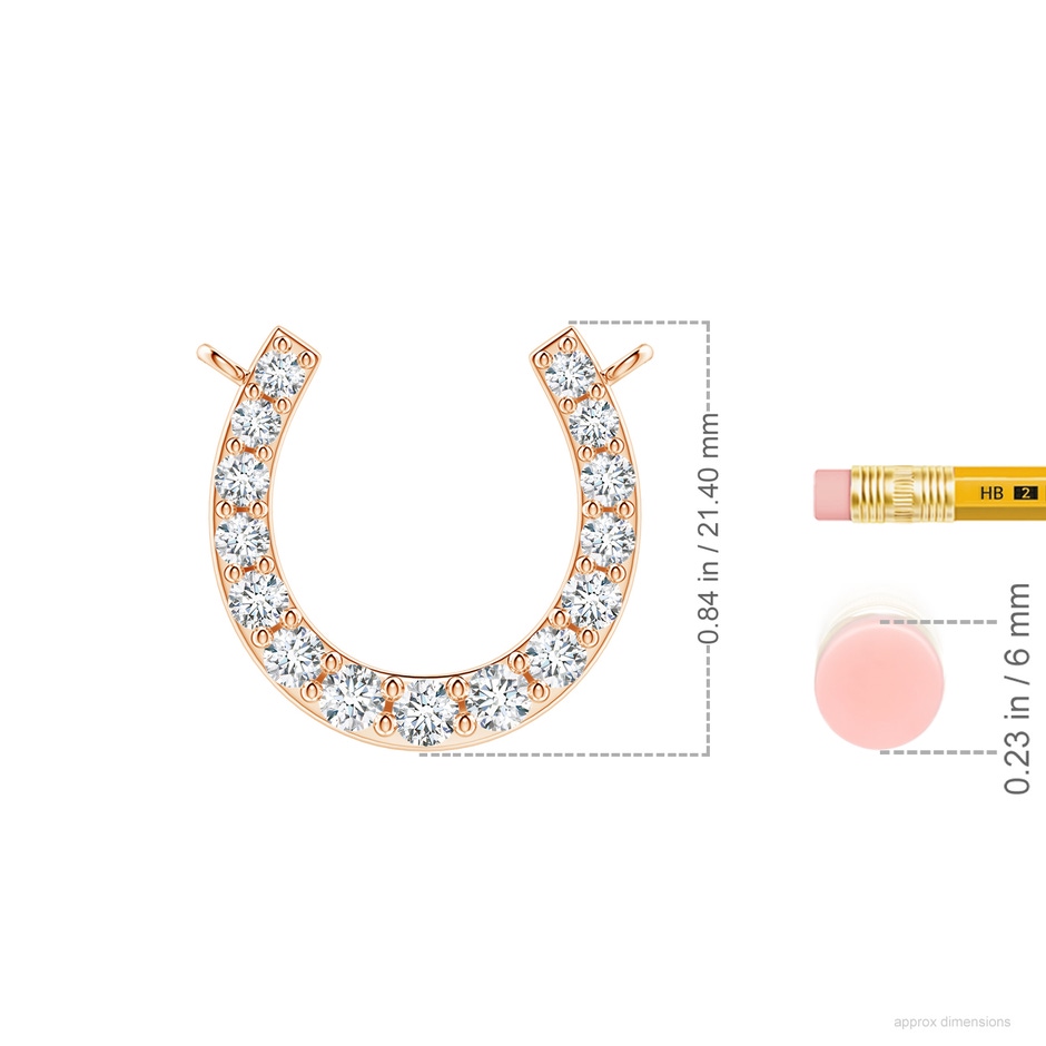 3.1mm GVS2 Classic Diamond Horseshoe Necklace in Rose Gold ruler