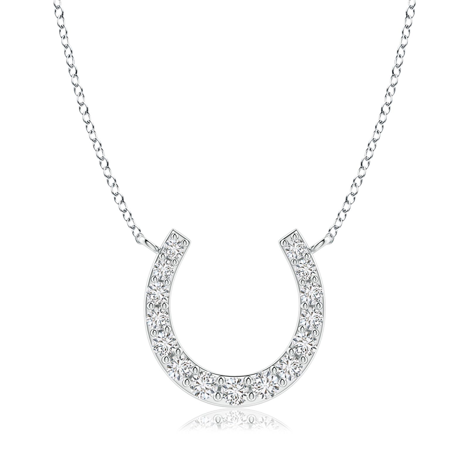 3.1mm HSI2 Classic Diamond Horseshoe Necklace in 18K White Gold