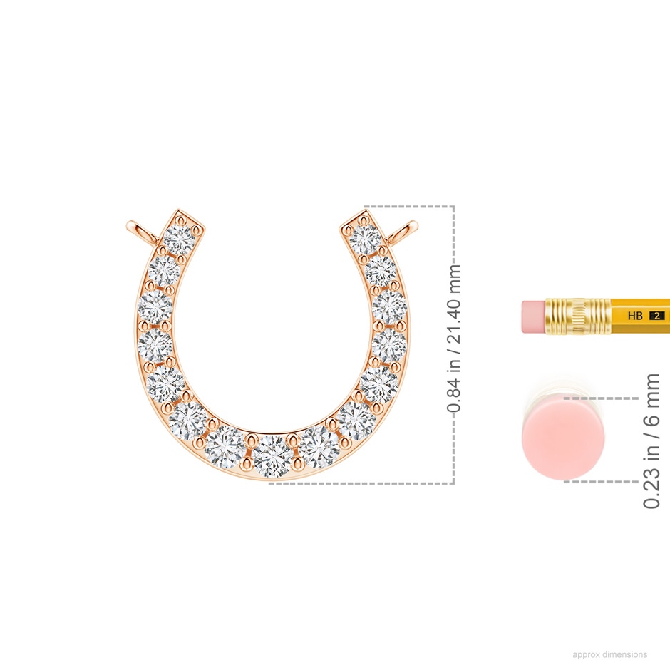 3.1mm HSI2 Classic Diamond Horseshoe Necklace in Rose Gold ruler