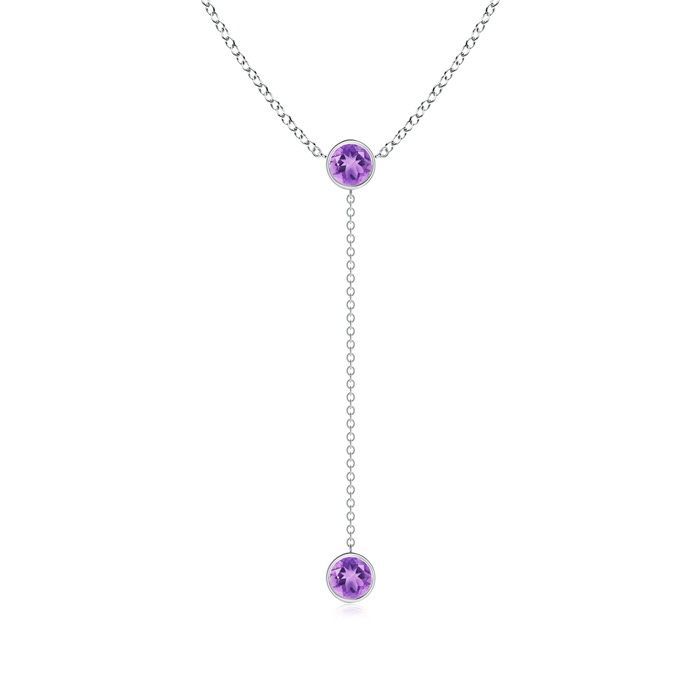 5mm A Bezel-Set Round Amethyst Lariat Style Necklace in P950 Platinum 