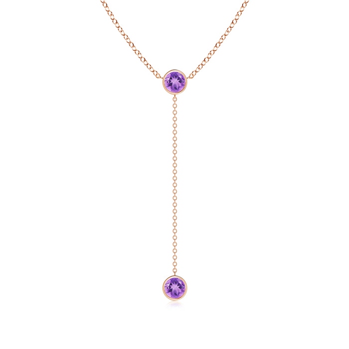 5mm A Bezel-Set Round Amethyst Lariat Style Necklace in Rose Gold 