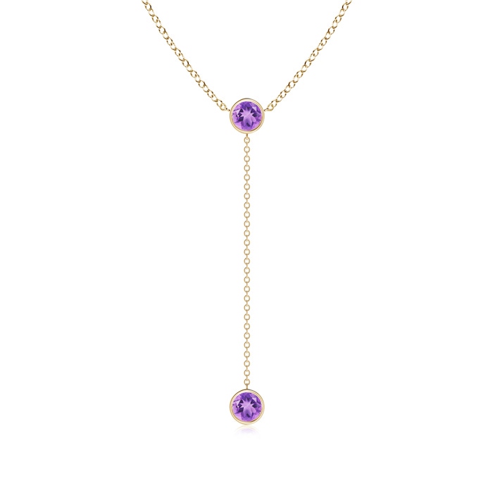 5mm A Bezel-Set Round Amethyst Lariat Style Necklace in Yellow Gold 