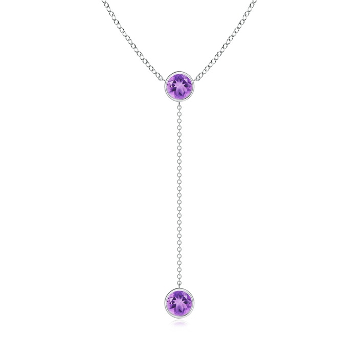 6mm A Bezel-Set Round Amethyst Lariat Style Necklace in P950 Platinum 