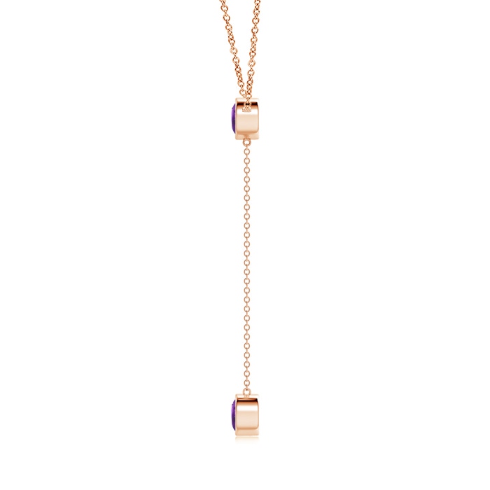 6mm AAA Bezel-Set Round Amethyst Lariat Style Necklace in Rose Gold product image