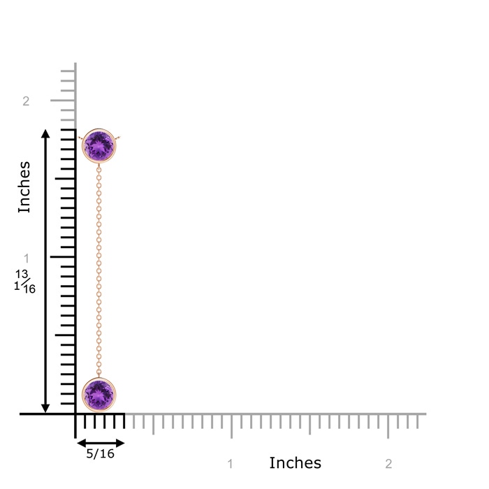 6mm AAA Bezel-Set Round Amethyst Lariat Style Necklace in Rose Gold product image