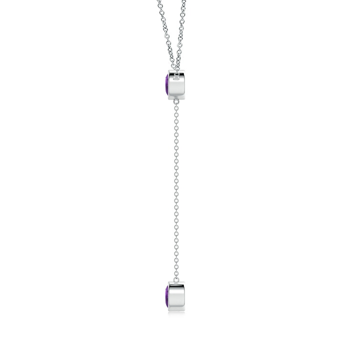 6mm AAA Bezel-Set Round Amethyst Lariat Style Necklace in White Gold product image