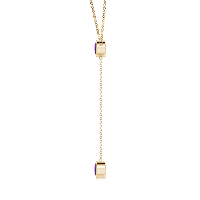6mm AAA Bezel-Set Round Amethyst Lariat Style Necklace in Yellow Gold product image