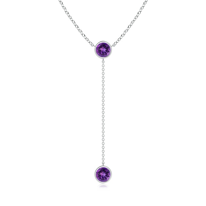 6mm AAAA Bezel-Set Round Amethyst Lariat Style Necklace in P950 Platinum 