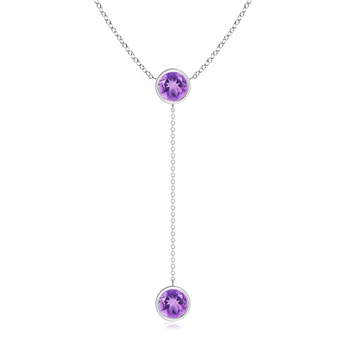 7mm A Bezel-Set Round Amethyst Lariat Style Necklace in P950 Platinum 
