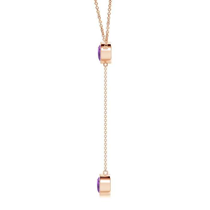 7mm A Bezel-Set Round Amethyst Lariat Style Necklace in Rose Gold product image