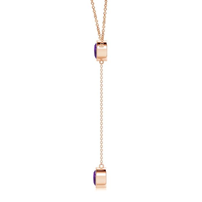 7mm AAAA Bezel-Set Round Amethyst Lariat Style Necklace in Rose Gold product image
