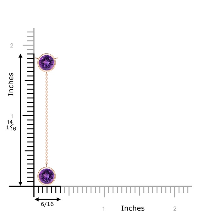 7mm AAAA Bezel-Set Round Amethyst Lariat Style Necklace in Rose Gold product image