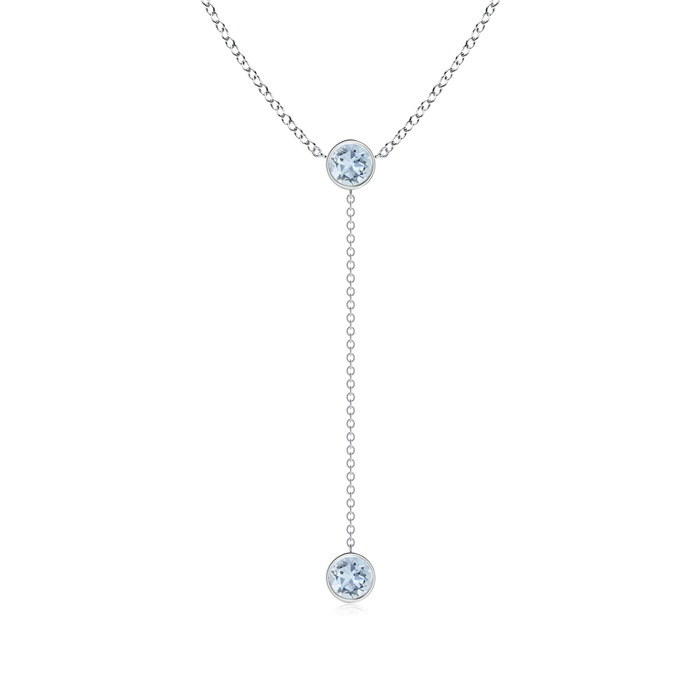 5mm A Bezel-Set Round Aquamarine Lariat Style Necklace in P950 Platinum 