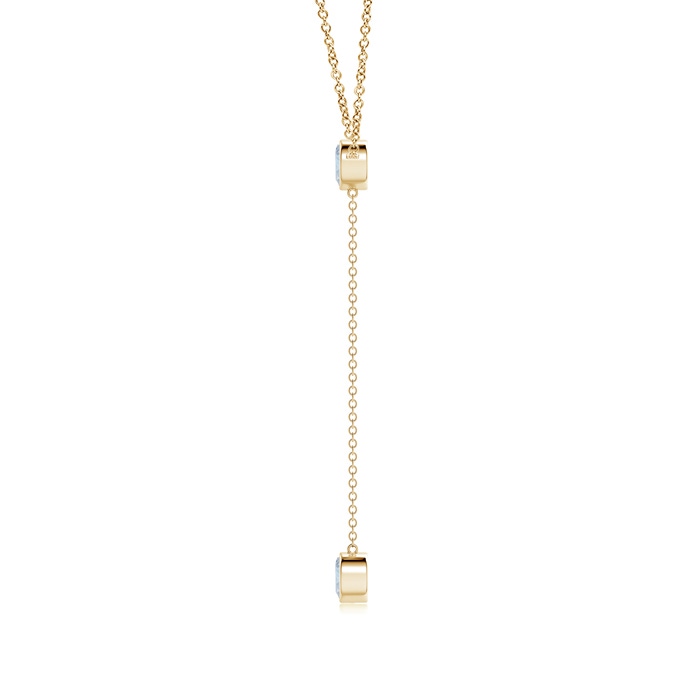 5mm A Bezel-Set Round Aquamarine Lariat Style Necklace in Yellow Gold product image