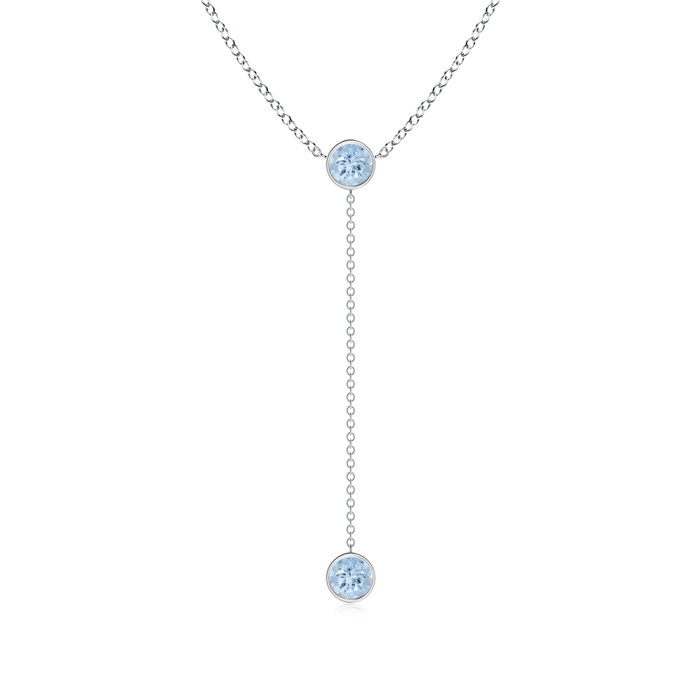 5mm AA Bezel-Set Round Aquamarine Lariat Style Necklace in P950 Platinum 