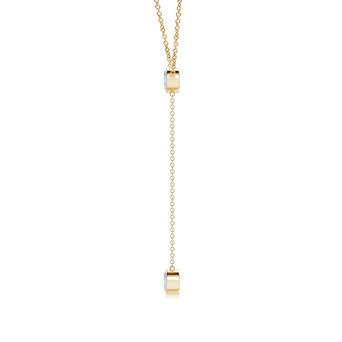 5mm AA Bezel-Set Round Aquamarine Lariat Style Necklace in Yellow Gold product image