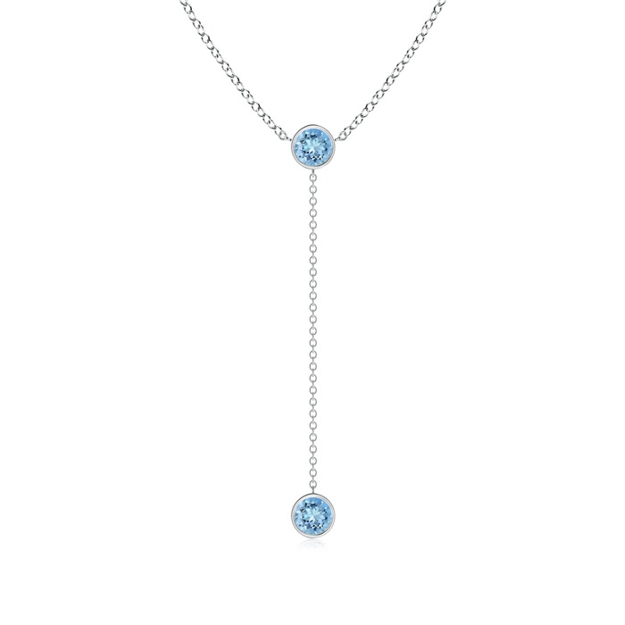 5mm AAAA Bezel-Set Round Aquamarine Lariat Style Necklace in P950 Platinum