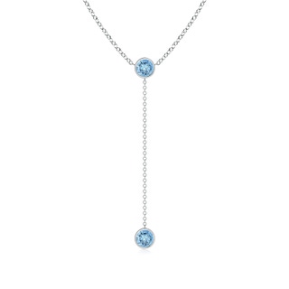 5mm AAAA Bezel-Set Round Aquamarine Lariat Style Necklace in P950 Platinum