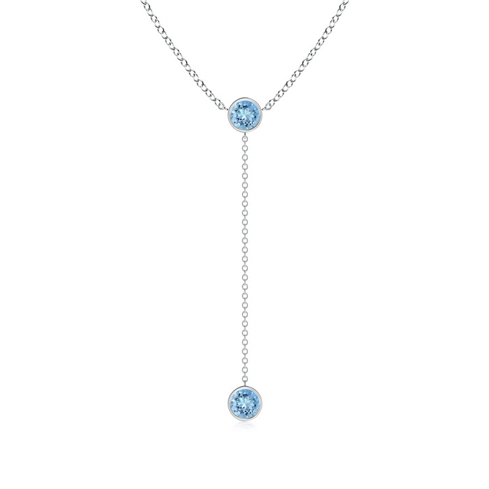 5mm AAAA Bezel-Set Round Aquamarine Lariat Style Necklace in P950 Platinum 