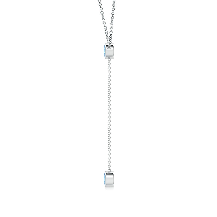 5mm AAAA Bezel-Set Round Aquamarine Lariat Style Necklace in P950 Platinum product image