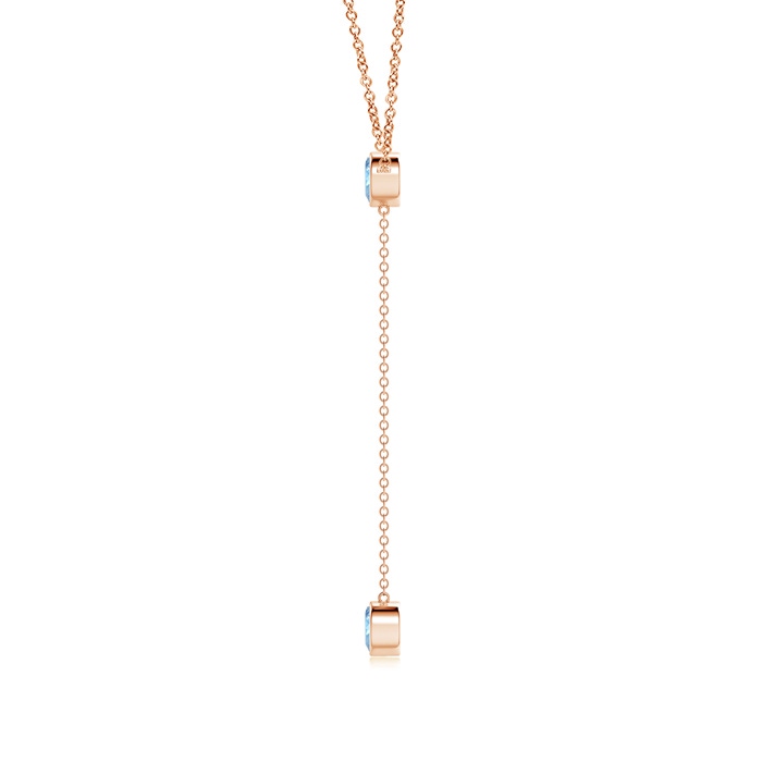 5mm AAAA Bezel-Set Round Aquamarine Lariat Style Necklace in Rose Gold product image