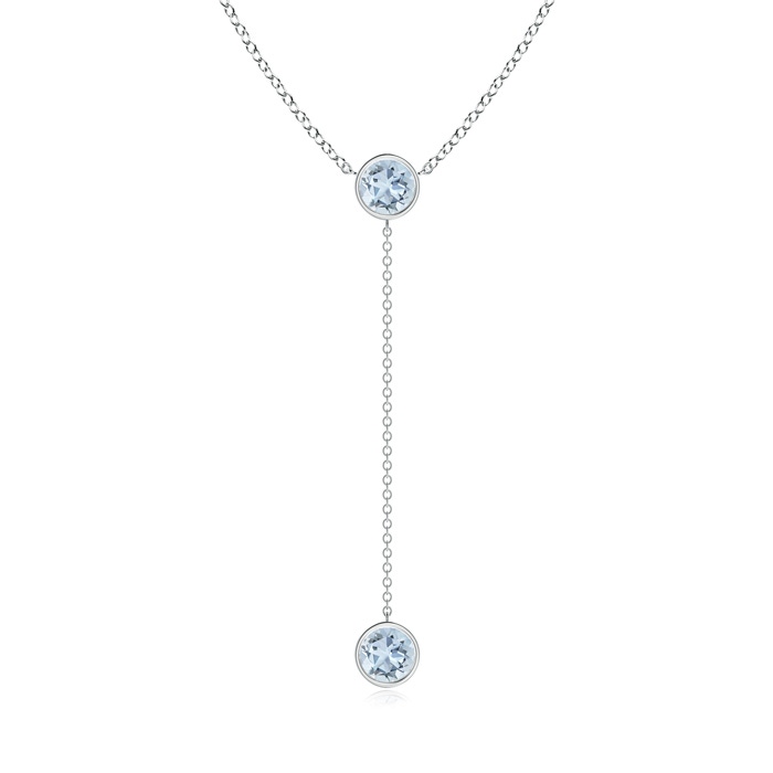6mm A Bezel-Set Round Aquamarine Lariat Style Necklace in White Gold 