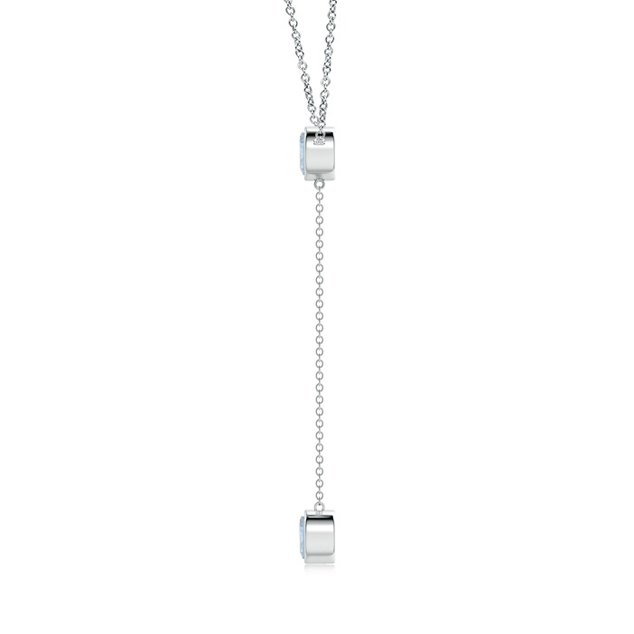 6mm A Bezel-Set Round Aquamarine Lariat Style Necklace in White Gold product image