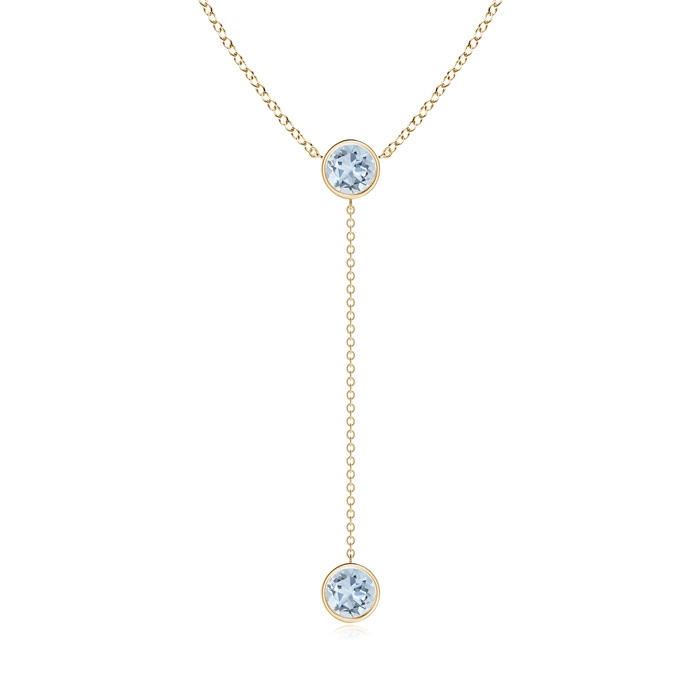6mm A Bezel-Set Round Aquamarine Lariat Style Necklace in Yellow Gold 