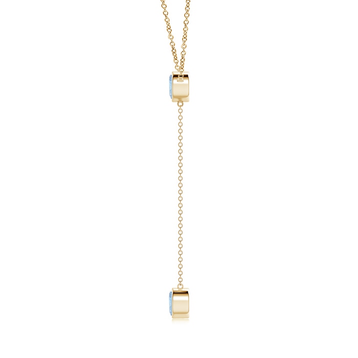 6mm AA Bezel-Set Round Aquamarine Lariat Style Necklace in Yellow Gold product image