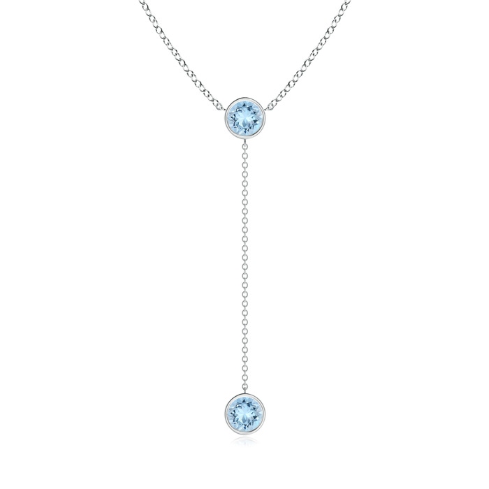 6mm AAA Bezel-Set Round Aquamarine Lariat Style Necklace in 10K White Gold 