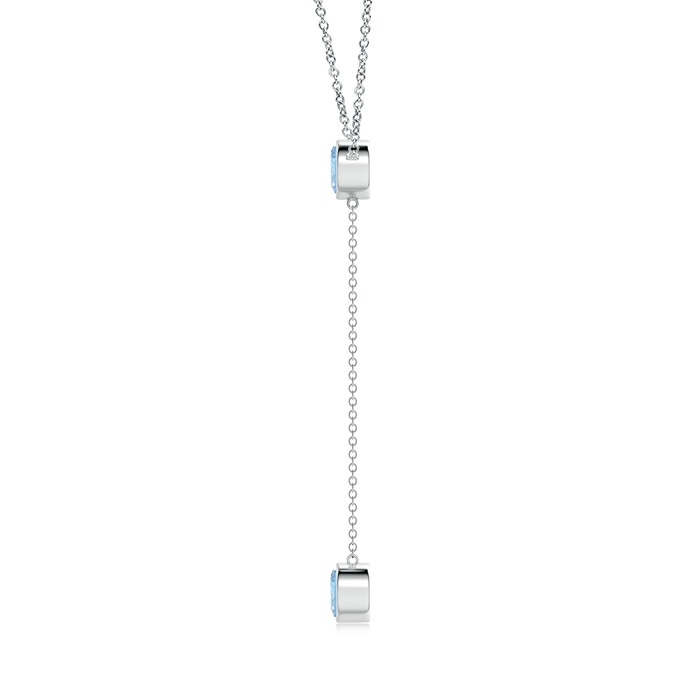 6mm AAA Bezel-Set Round Aquamarine Lariat Style Necklace in 10K White Gold product image