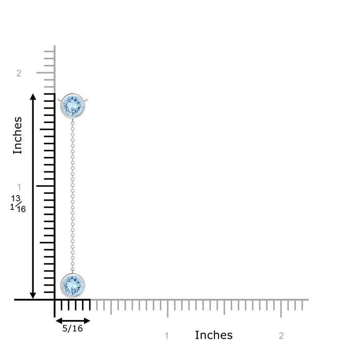 6mm AAA Bezel-Set Round Aquamarine Lariat Style Necklace in P950 Platinum - ruler