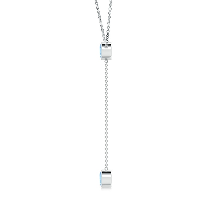 6mm AAA Bezel-Set Round Aquamarine Lariat Style Necklace in White Gold Product Image