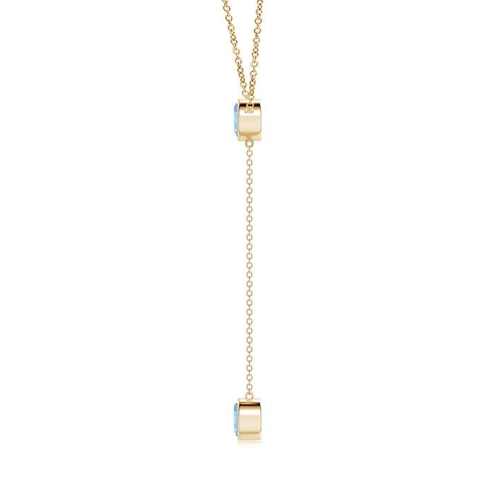 6mm AAA Bezel-Set Round Aquamarine Lariat Style Necklace in Yellow Gold product image