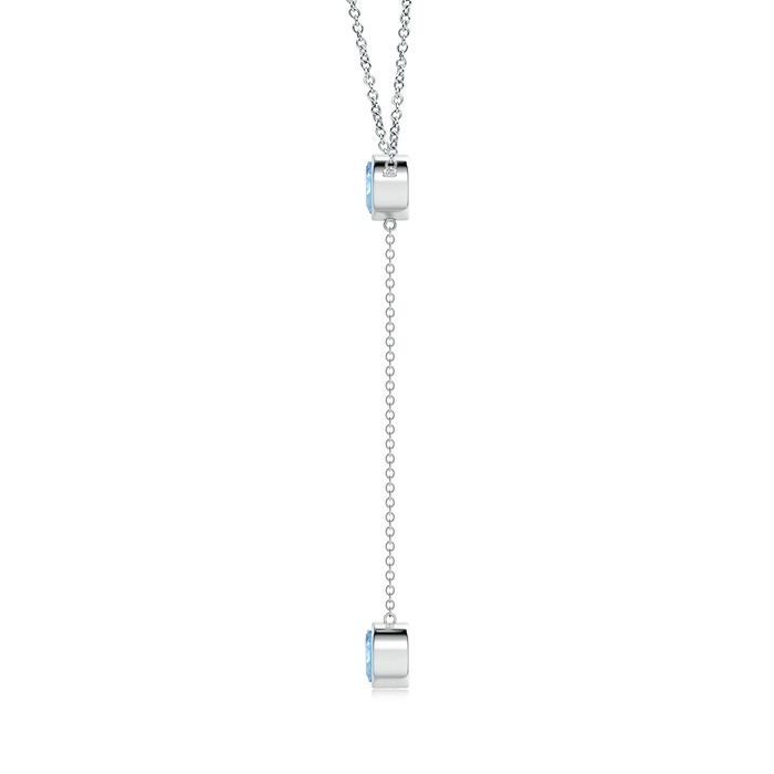 6mm AAAA Bezel-Set Round Aquamarine Lariat Style Necklace in P950 Platinum product image