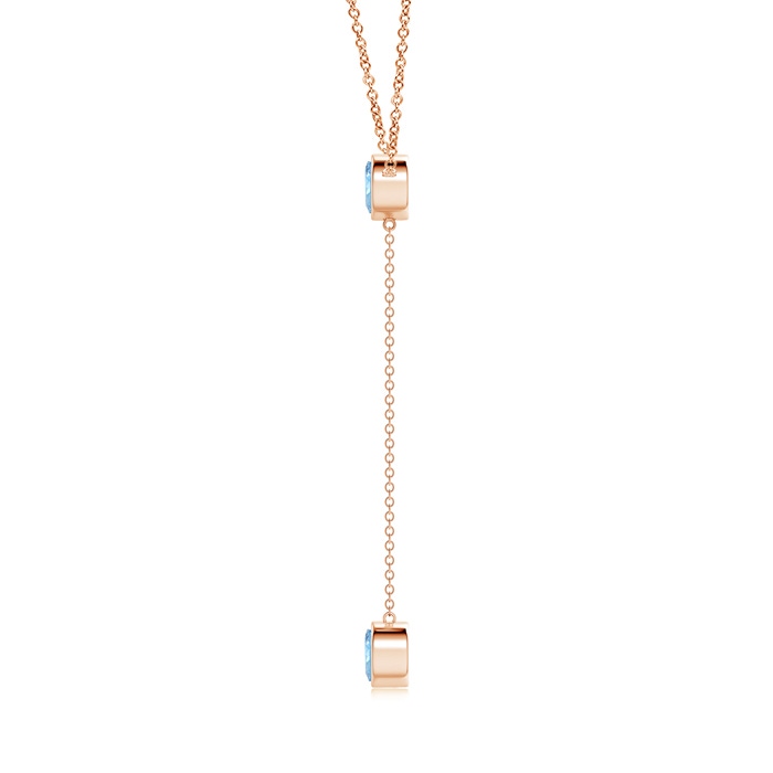 6mm AAAA Bezel-Set Round Aquamarine Lariat Style Necklace in Rose Gold product image