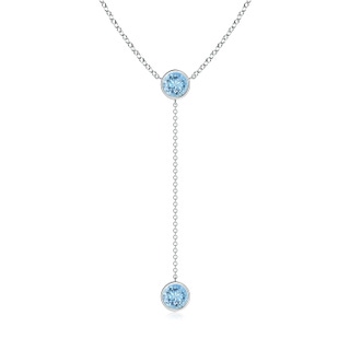 6mm AAAA Bezel-Set Round Aquamarine Lariat Style Necklace in White Gold