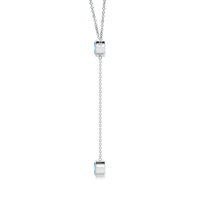 6mm AAAA Bezel-Set Round Aquamarine Lariat Style Necklace in White Gold
